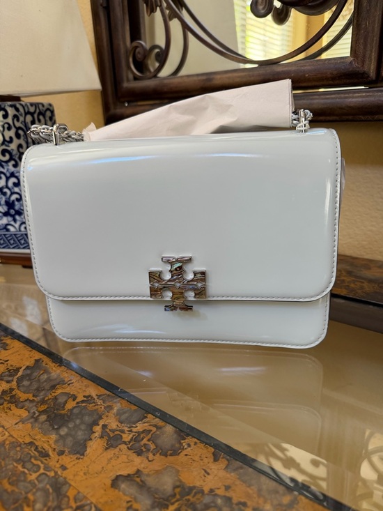 Tory Burch Handbags - Tory Burch Britten Small Light Blue Glossy Patent Shoulder Bag